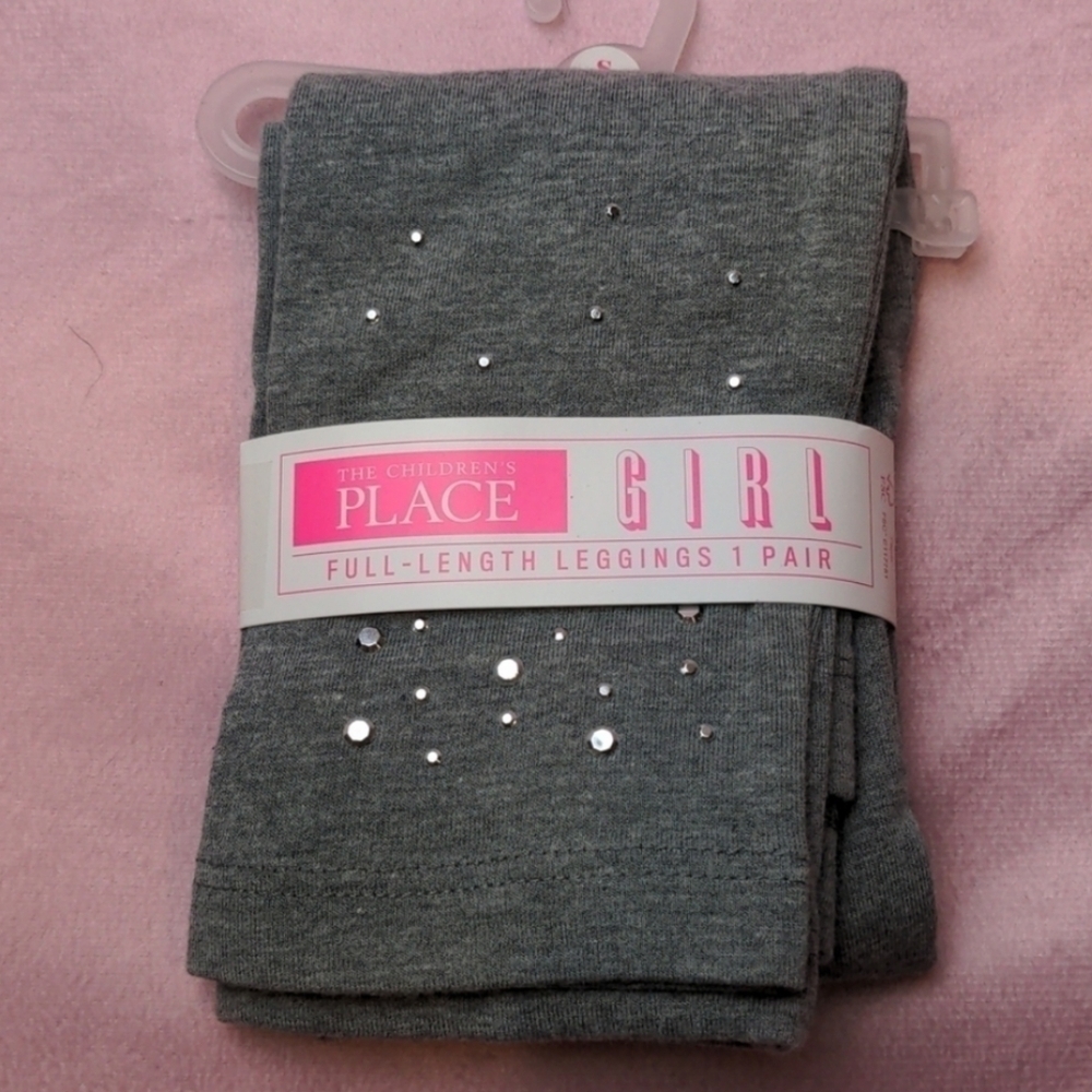 The Children's Place Gray Full Length Leggings with Rhinestones